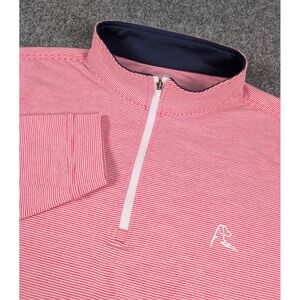 Rhoback Performance Q Zip Mens Medium Heather Red White Striped Golf